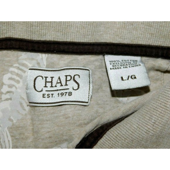 Chaps Mens L Light Brown Beige Fishbone Pattern Polo Shirt Short sleeve . - Picture 2 of 8